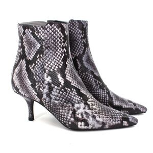 Anine Bing Ava Cloudy Ankle Snakeskin Print Heeled Bootie